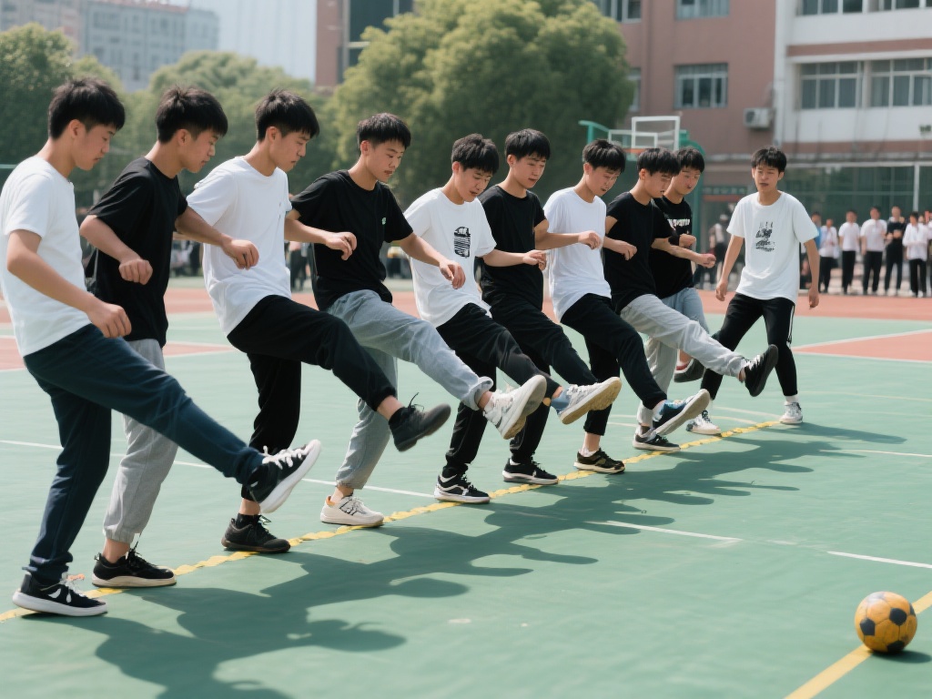 连环踢是一种需要身体协调性、团队默契与心